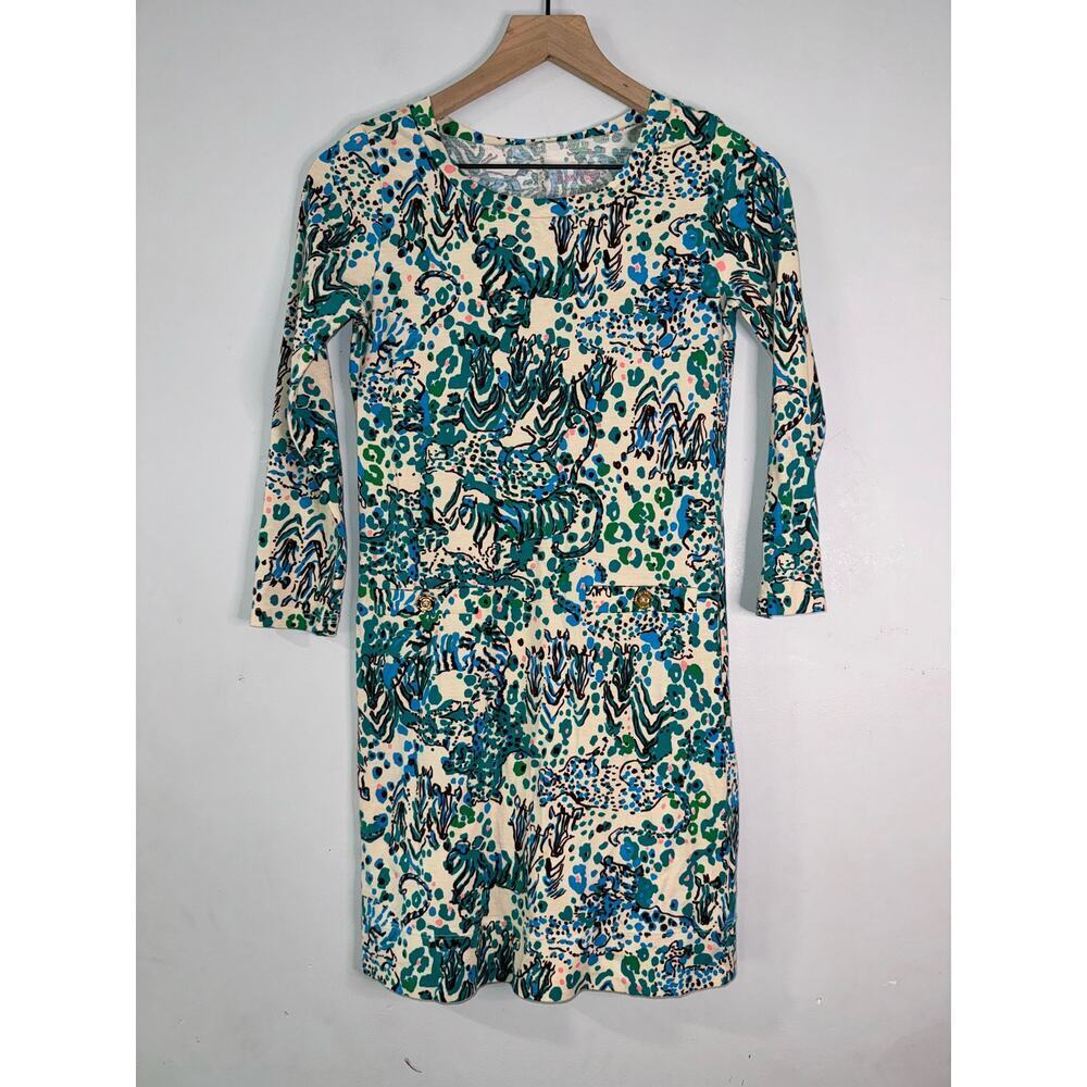 Lilly Pulitzer Corine Sea Oat Printed Long Sleeve Mini Dress xxs - Picture 6 of 6